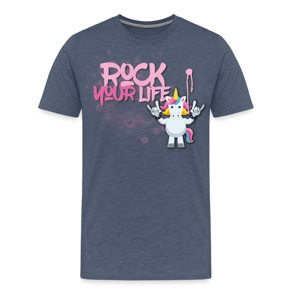 Männer Premium T-Shirt mit ROCK YOUR LIFE PRINT - Blau meliert