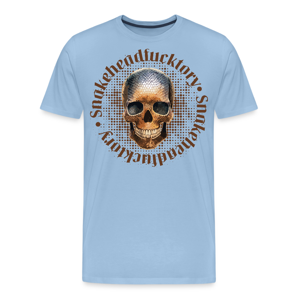Männer Premium T-Shirt mit SNAKEHEAD SKULL PRINT - Sky