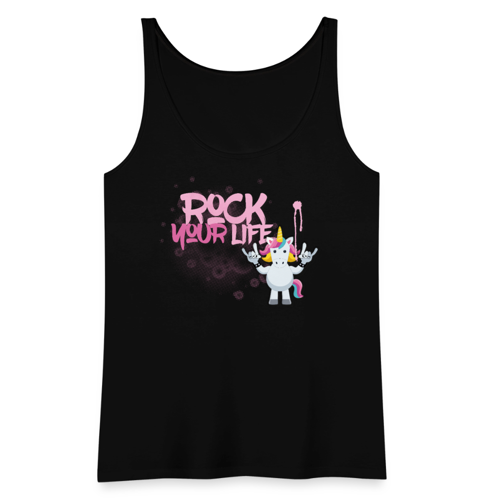 Frauen Premium Tank Top mit ROCK YOUR LIFE PRINT - Schwarz