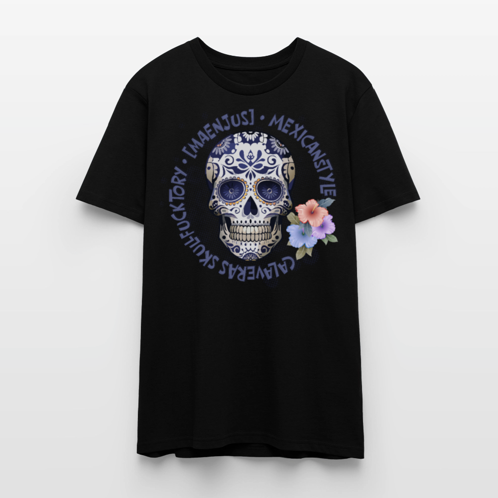 Unisex T-Shirt mit MAENJUS MEXICANSTYLE PRINT Vorderseite - Schwarz