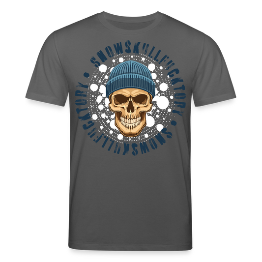 Unisex Bio-T-Shirt mit SNOWSKULL FUCKTORY PRINT Vorderseite - Anthrazit