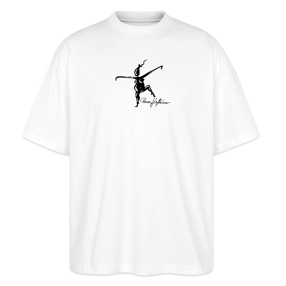 Oversized Unisex Bio T-Shirt mit TUSCHEWEIBCHEN PRINT - Weiß