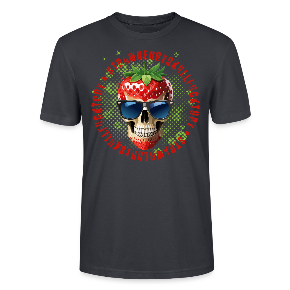 Unisex T-Shirt mit STRAWBERRY SKULL PRINT Vorderseite - Dunkles Graublau