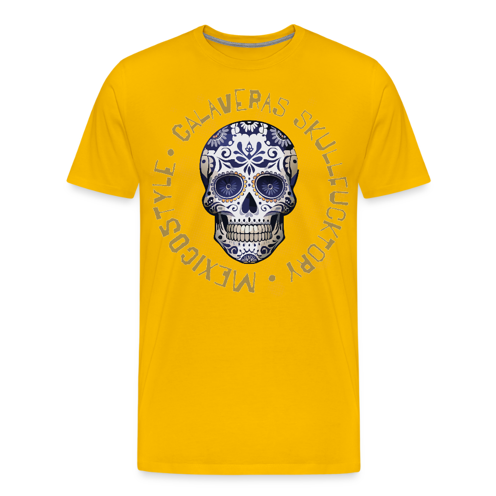 Männer Premium T-Shirt mit CALAVERAS SKULL PRINT - Sonnengelb