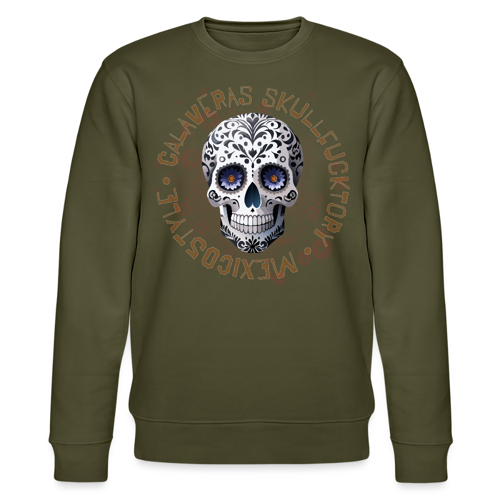 Unisex Bio-Sweatshirt mit CALAVERAS SKULL PRINT - Khaki