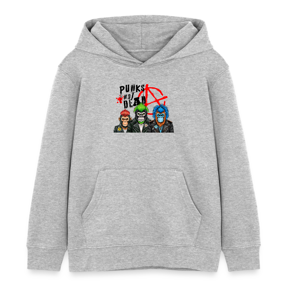 MNJS KIDS Bio-Hoodie mit PUNKS NOT DEAD PRINT - Grau meliert