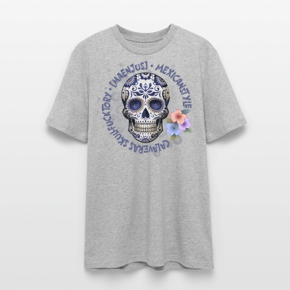 Unisex Bio-T-Shirt mit MAENJUS MEXICANSTYLE PRINT Vorderseite - Grau meliert