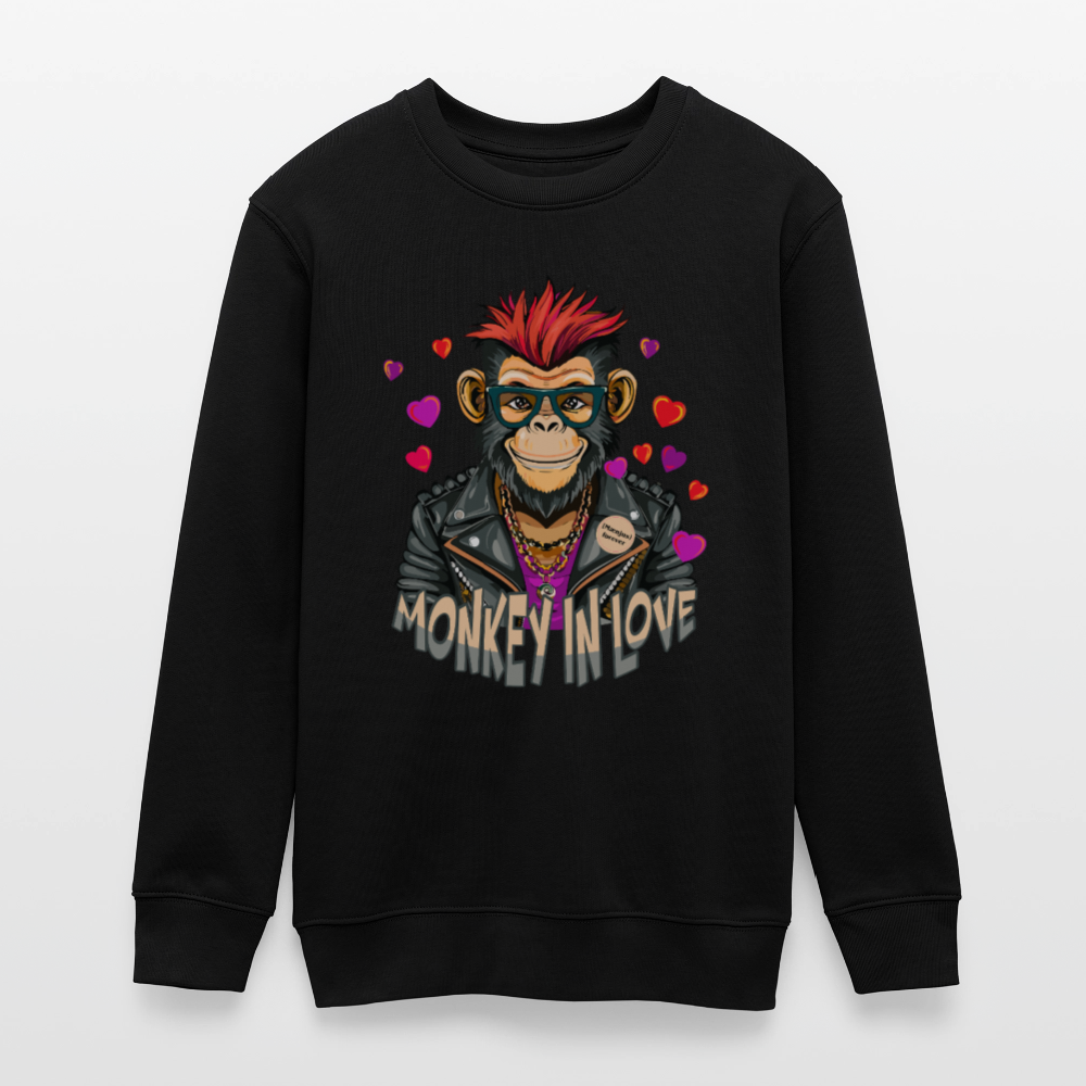MNJS TEENS Bio Sweatshirt mit MONKEY IN LOVE PRINT - Schwarz