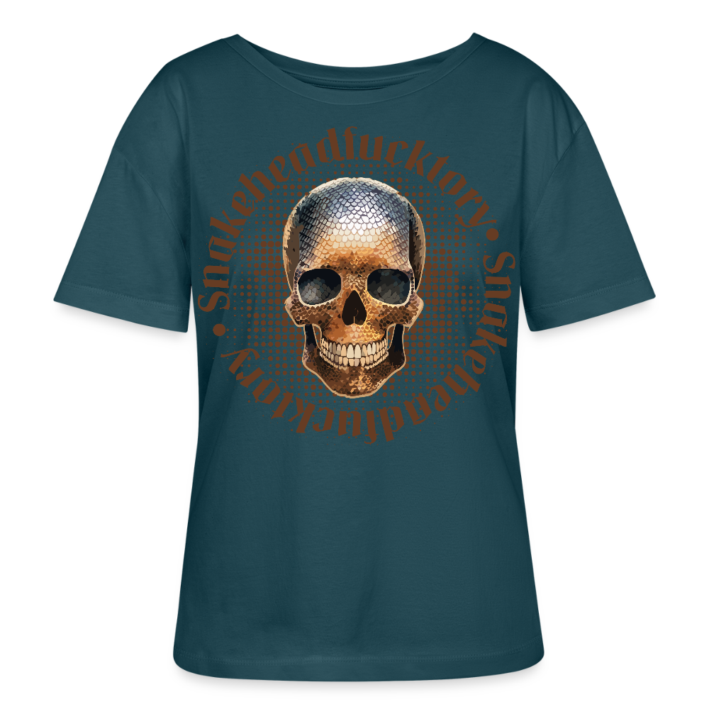 Frauen T-Shirt mit SNAKEHEAD SKULL PRINT - Dunkles Petrol