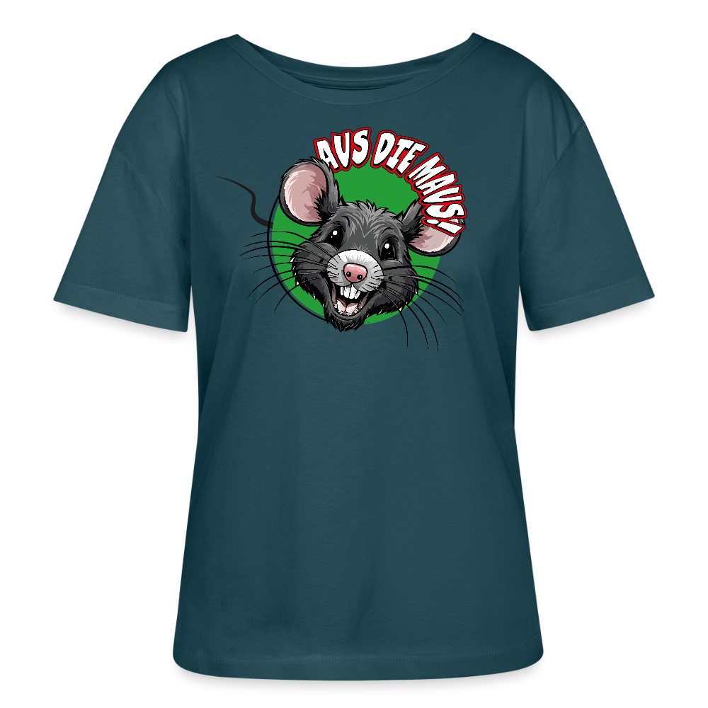 Frauen T-Shirt mit AUS DIE MAUS PRINT - Dunkles Petrol