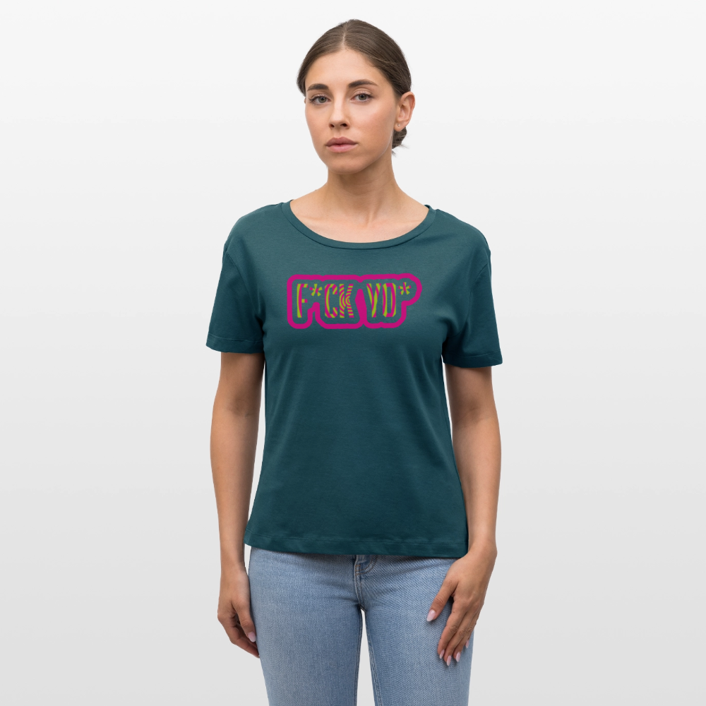 Frauen T-Shirt mit F*CK YO* PRINT - Dunkles Petrol