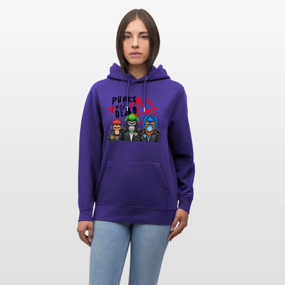 Unisex Hoodie mit PUNKS NOT DEAD PRINT - Purple Love