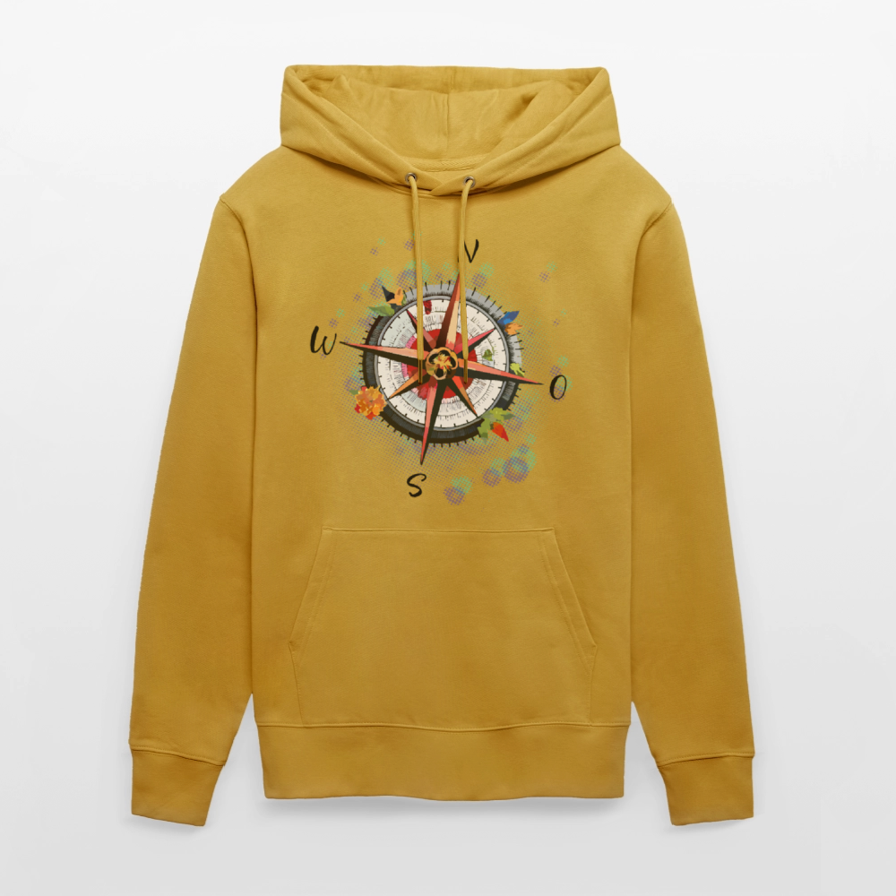 Unisex Hoodie mit WINDROSE PRINT - Ocker