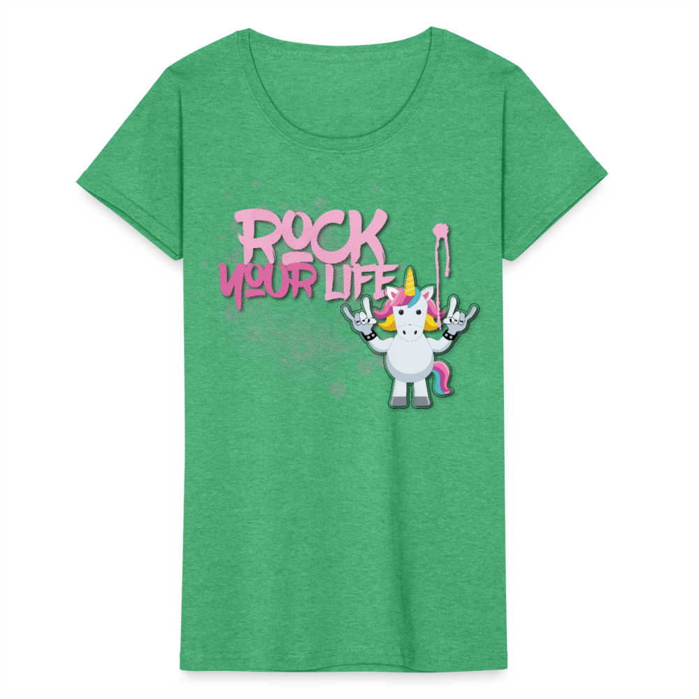 Frauen-T-Shirt mit ROCK YOUR LIFE PRINT - Grün meliert