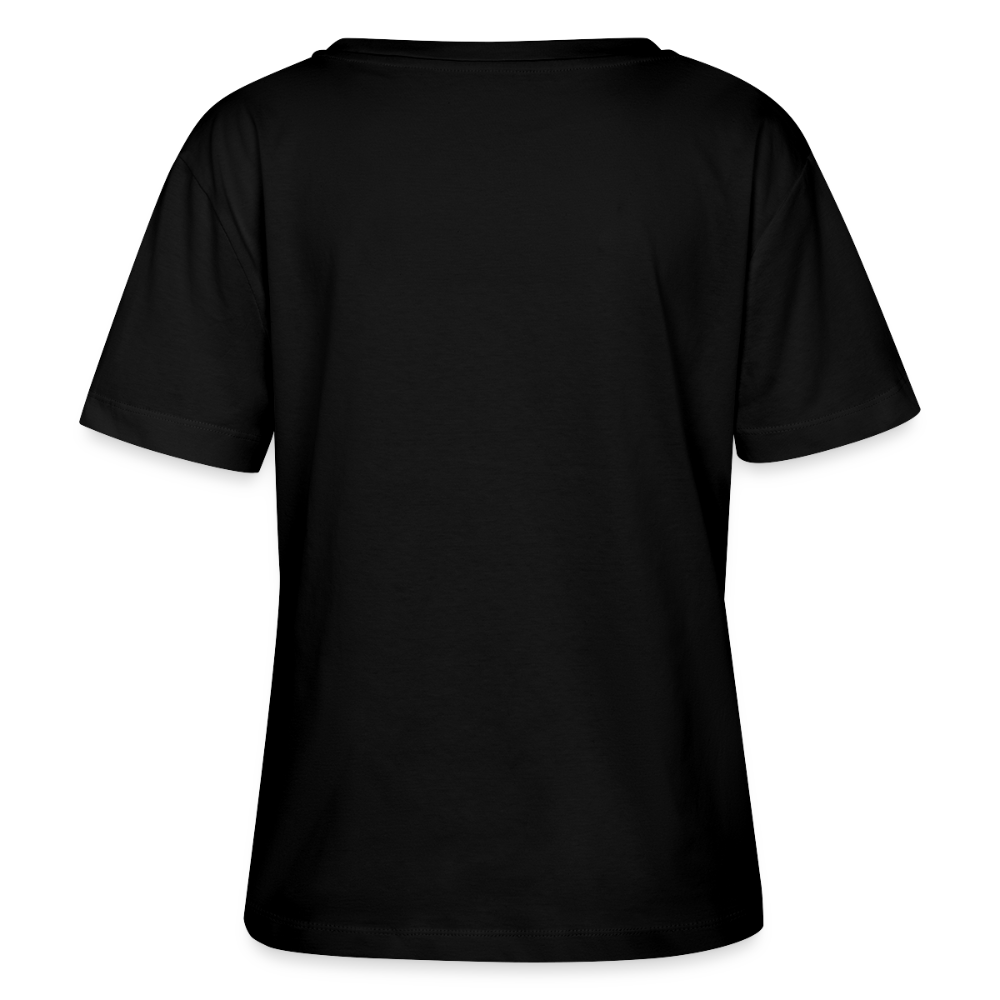 Relaxed Rundhals Frauen Bio-T-Shirt mit SILENT HUNTERS IN THE DARKNESS PRINT Vorderseite - Schwarz