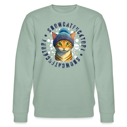 Unisex Bio-Sweatshirt mit SNOWCAT PRINT - Helles Graugrün