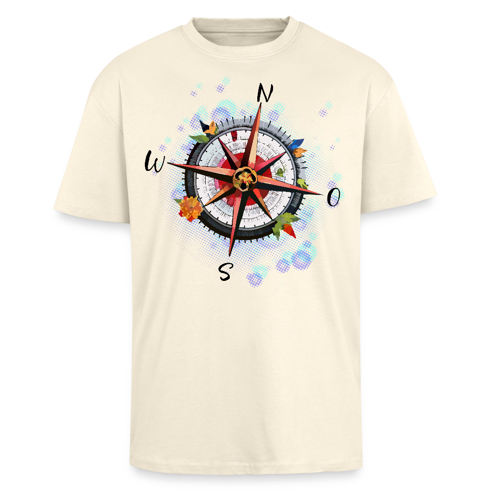 Heavy Oversize T-Shirt mit WINDROSE PRINT - Creme