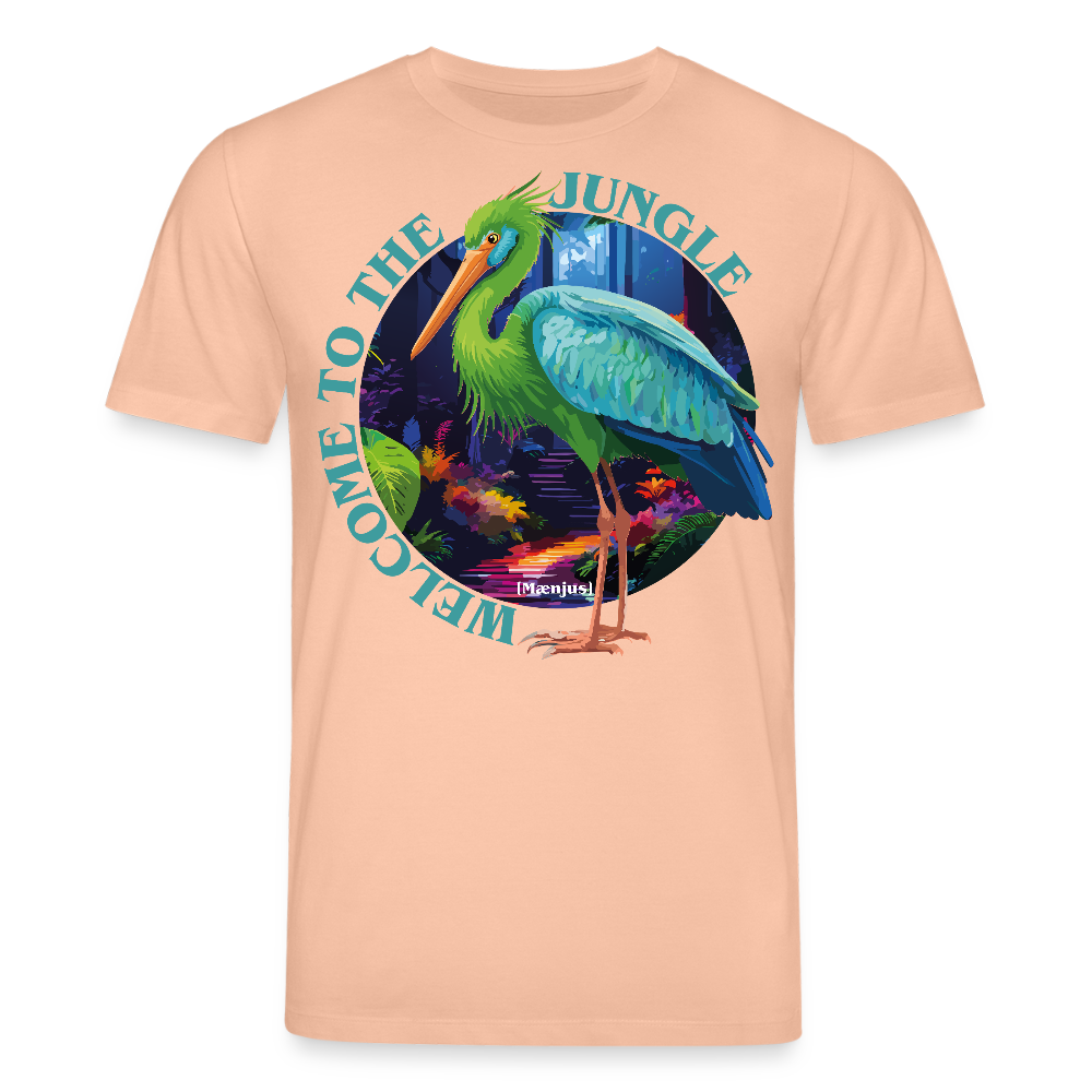 Unisex Bio-T-Shirt mit WELCOME TO THE JUNGLE PRINT Vorderseite - Pfirsich