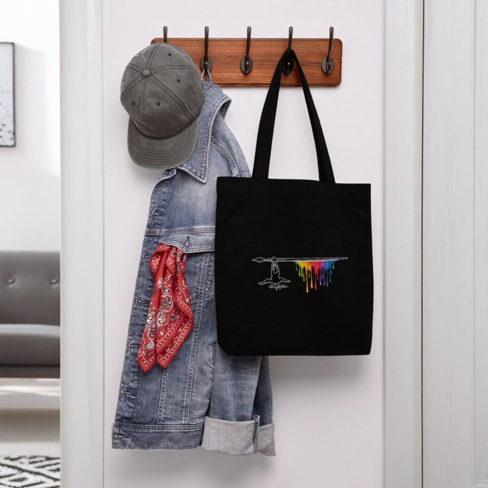 Recycelter Heavyweight Stoffbeutel mit TUSCHEMÄNNCHEN PRINT - Schwarz