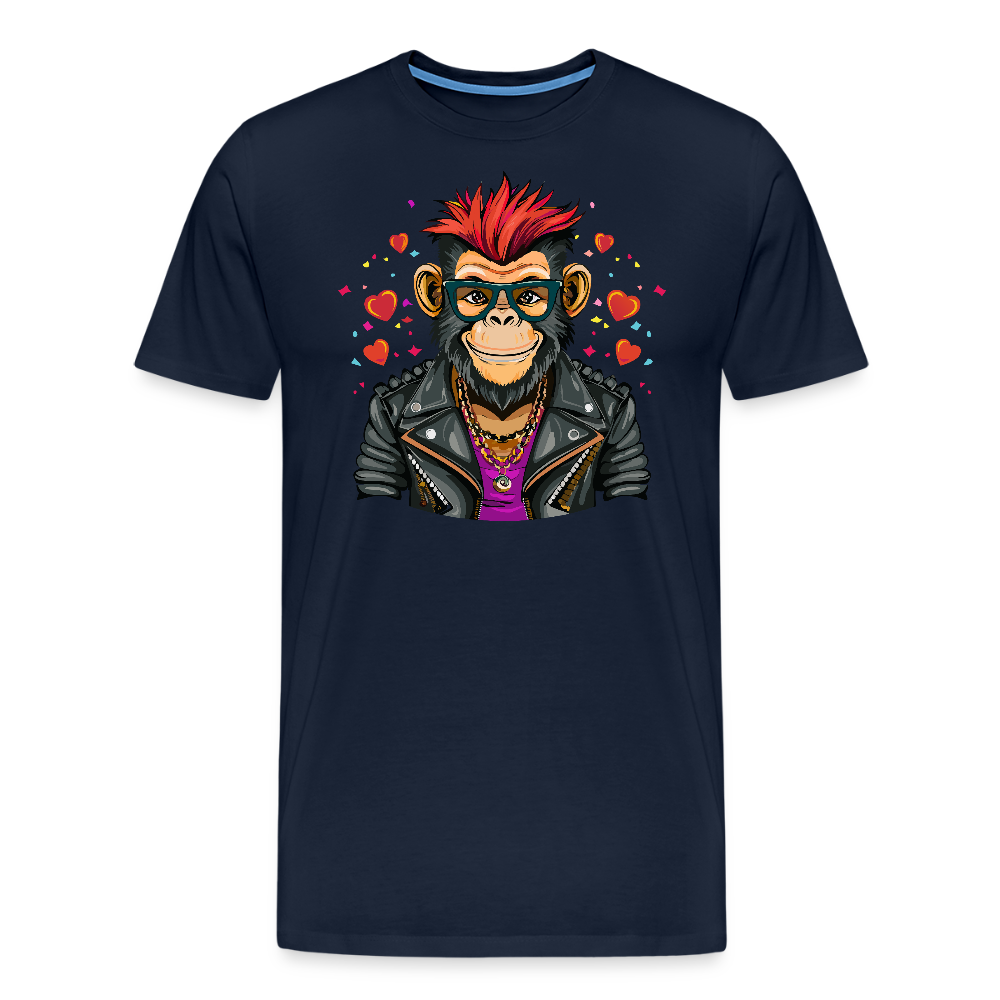 Männer Premium T-Shirt mit MONKEY IN LOVE PRINT - Navy