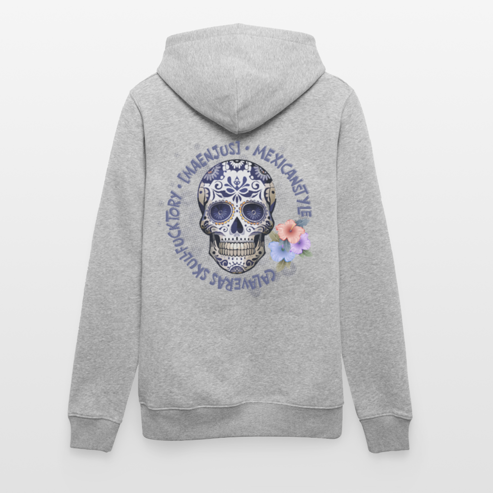 Unisex Hoodie mit MAENJUS MEXICANSTYLE PRINT Vorder- und Rückseite - Grau meliert