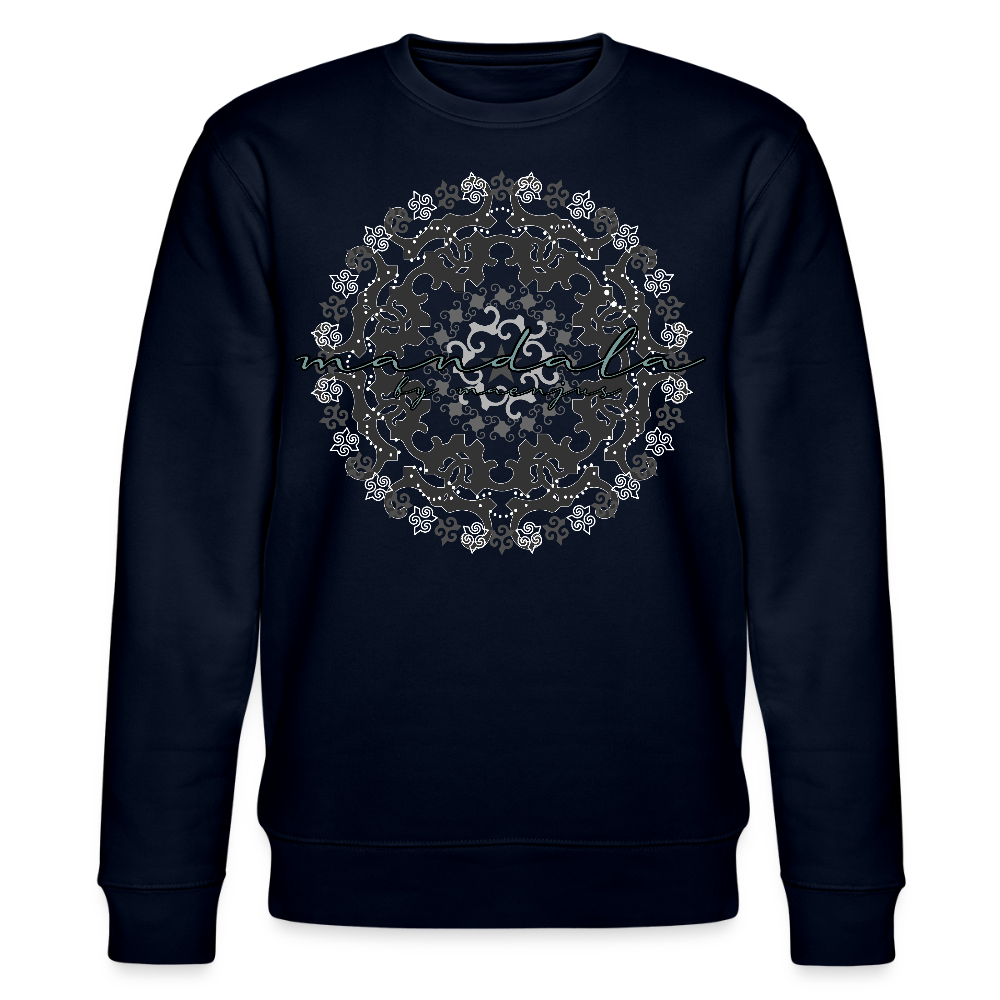 Unisex Bio-Sweatshirt mit BLACK MANDALA PRINT - Navy