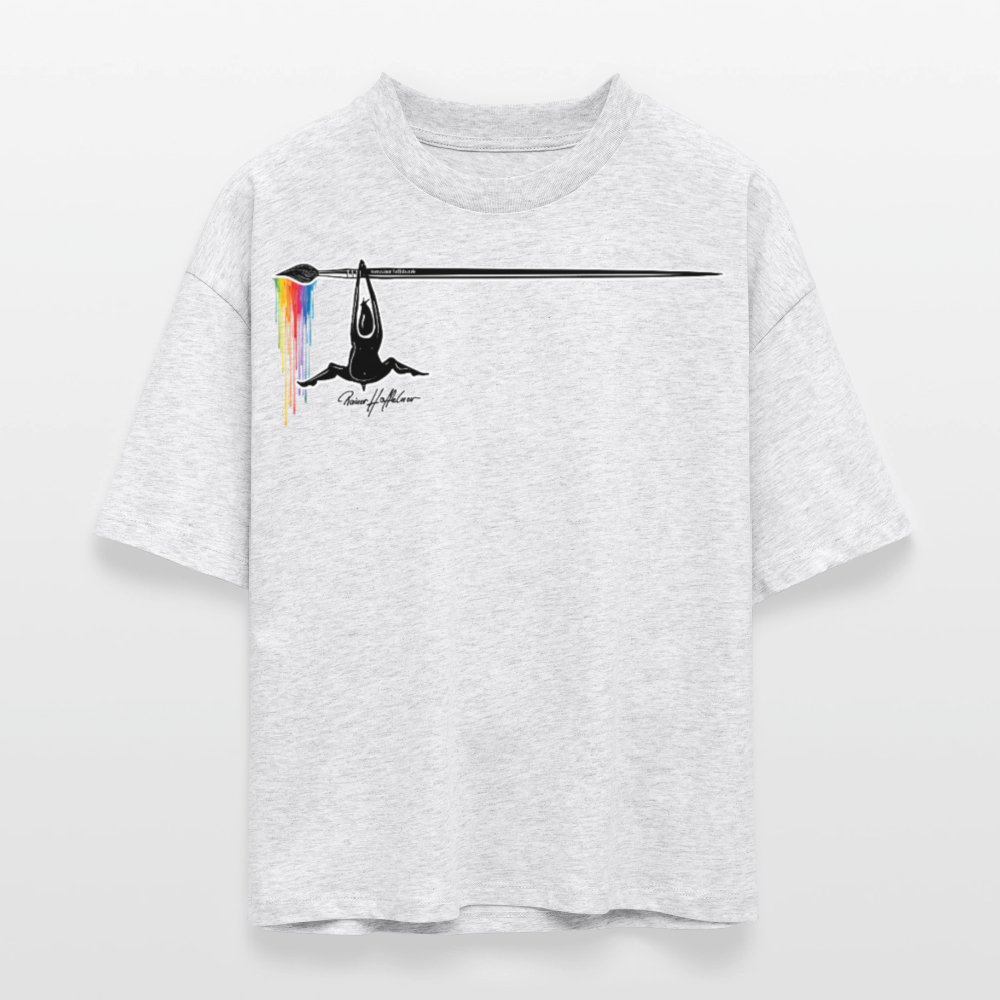 Frauen Boxy Bio-T-Shirt mit MÄNNLE PRINT - Weiß meliert