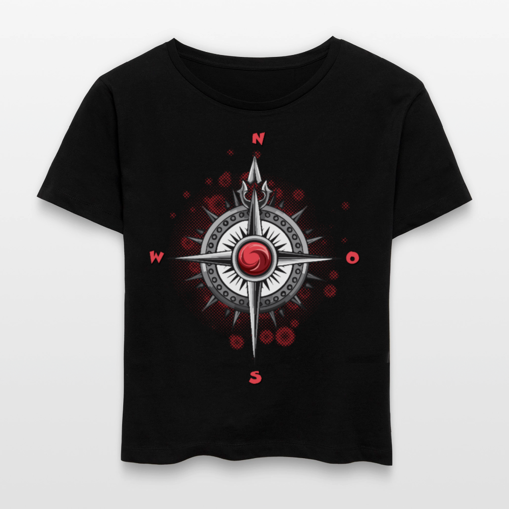 Frauen T-Shirt mit WINDROSE PRINT - Schwarz