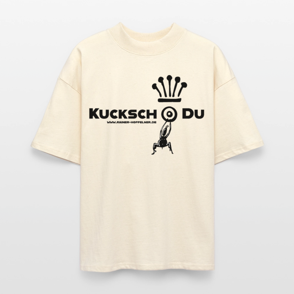 Oversized Unisex T-Shirt mit KUCKSCH DU PRINT - Weißgrau