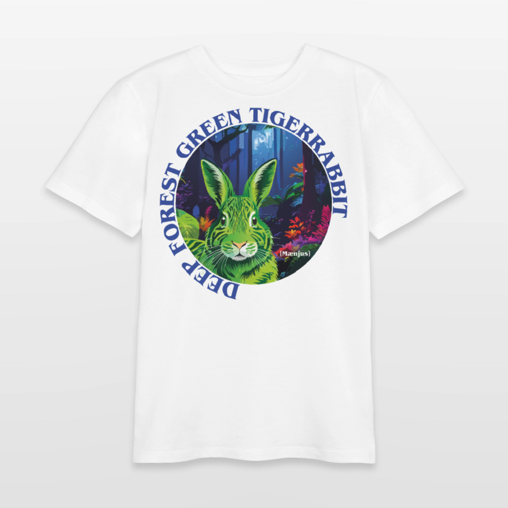 MNJS TEENS Bio T-Shirt mit DEEP FOREST GREEN TIGERRABBIT PRINT - Weiß
