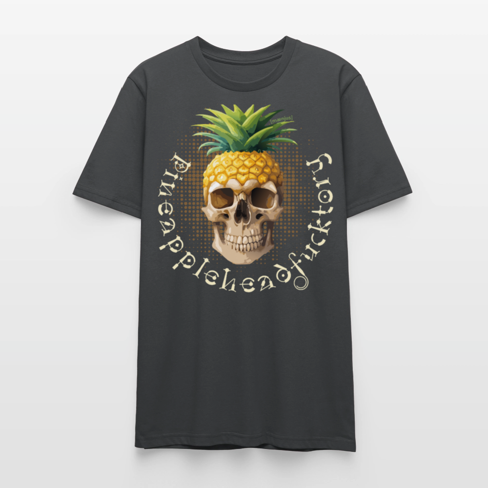 Unisex T-Shirt mit PINEAPPLEHEAD SKULL PRINT Vorderseite - Anthrazit