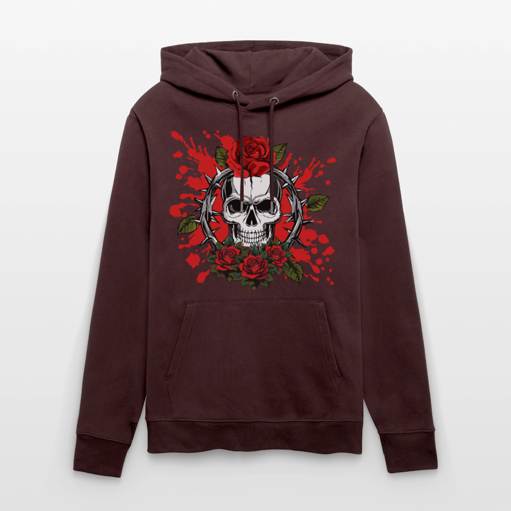 Unisex Hoodie mit ROSENSKULL PRINT - Maroon