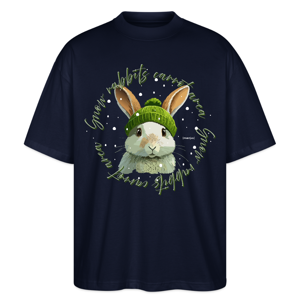 Oversized Unisex Bio T-Shirt mit SNOW RABBITS CARROT AREA PRINT - Navy