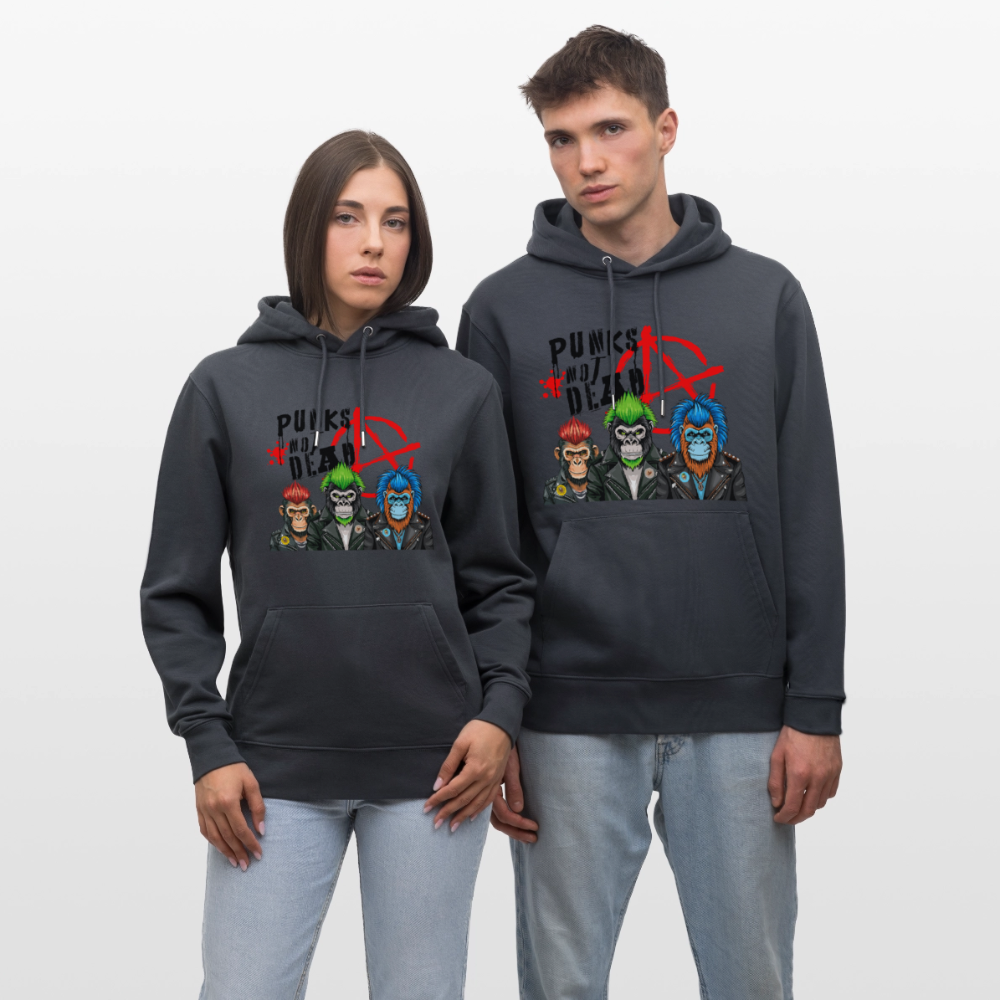 Unisex Hoodie mit PUNKS NOT DEAD PRINT - Indigoblau