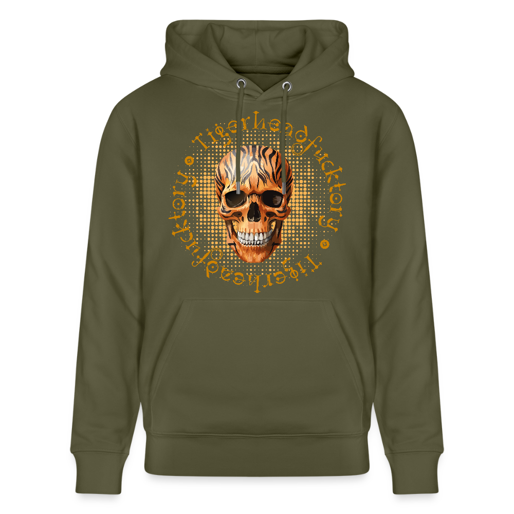 Unisex Hoodie mit TIGERHEAD SKULL PRINT - Khaki Grün