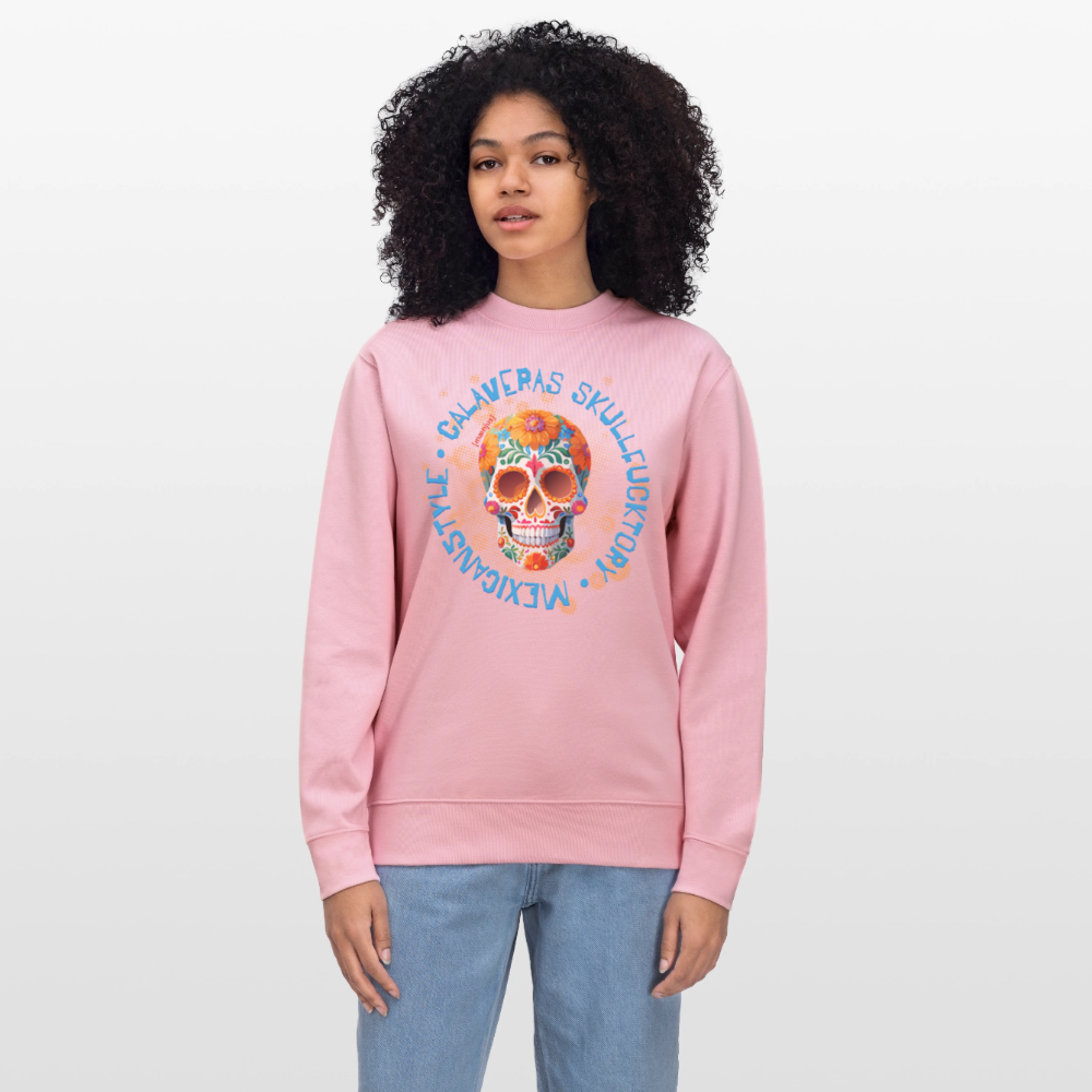 Unisex Bio-Sweatshirt mit CALAVERAS SKULL PRINT - Hellrosa