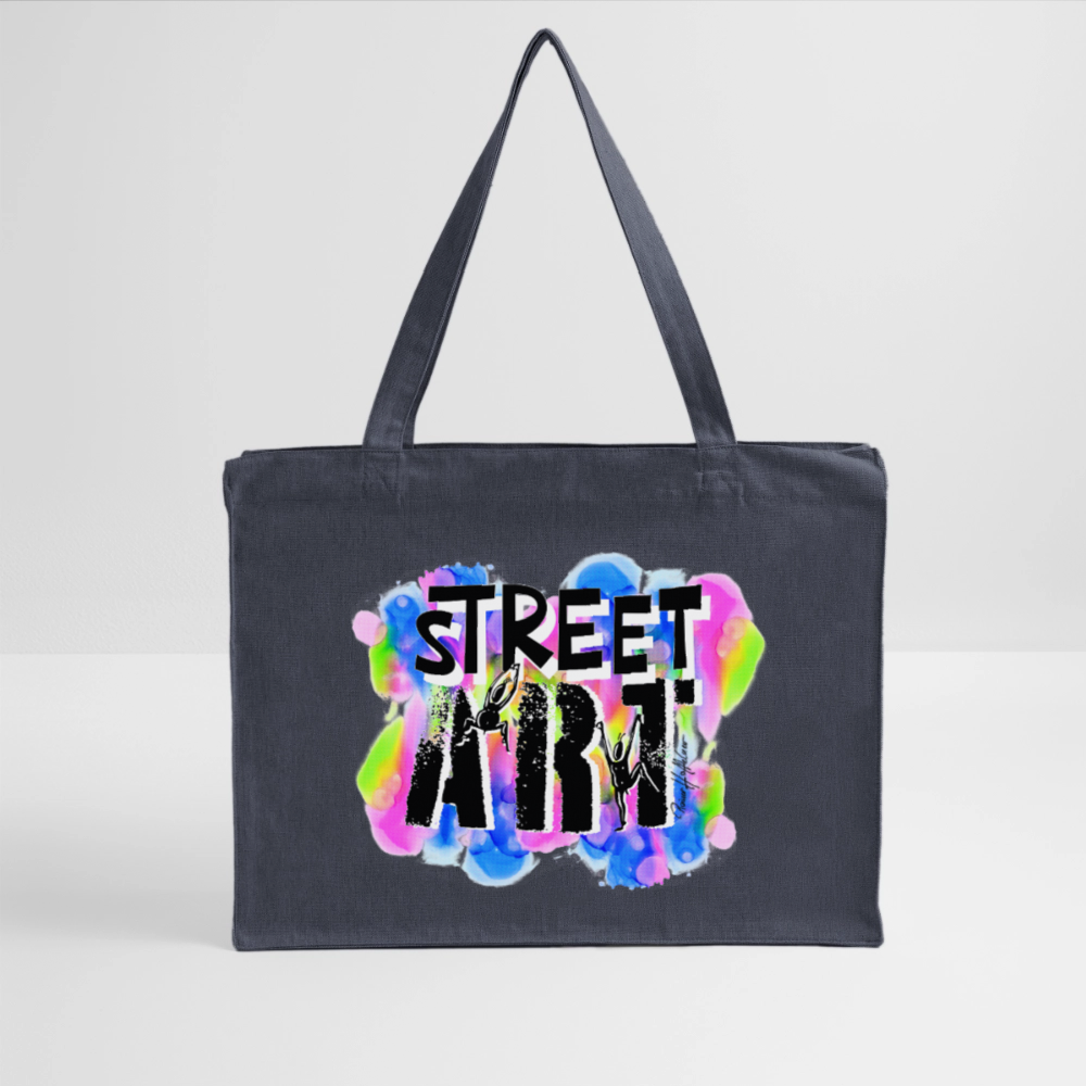 Recycelter Shopping Bag mit STREET ART PRINT - midnight Blue