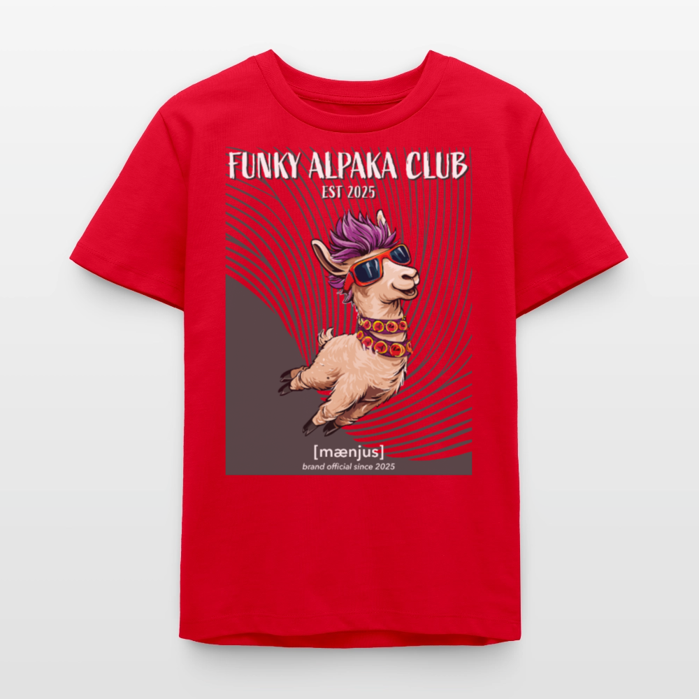 MNJS TEENS Bio T-Shirt mit FUNKY ALPAKA CLUB PRINT - Rot