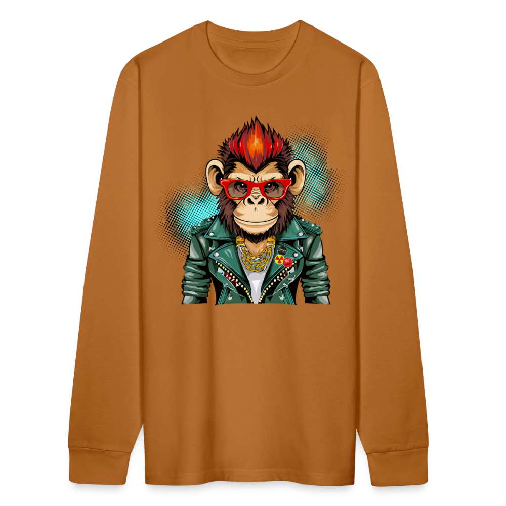 Unisex Bio-Langarmshirt mit MONKEY PRINT - Herbstorange