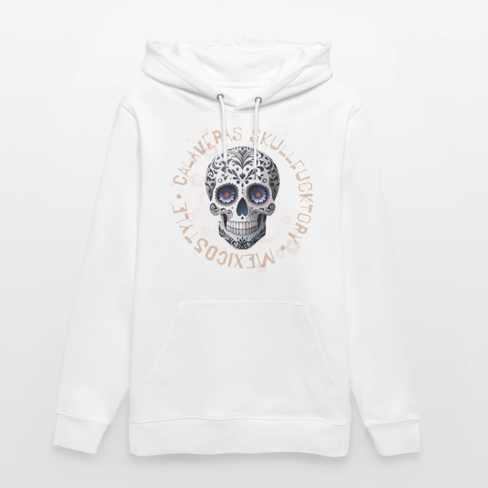 Unisex Hoodie mit CALAVERAS SKULL PRINT Vorderseite - Weiß