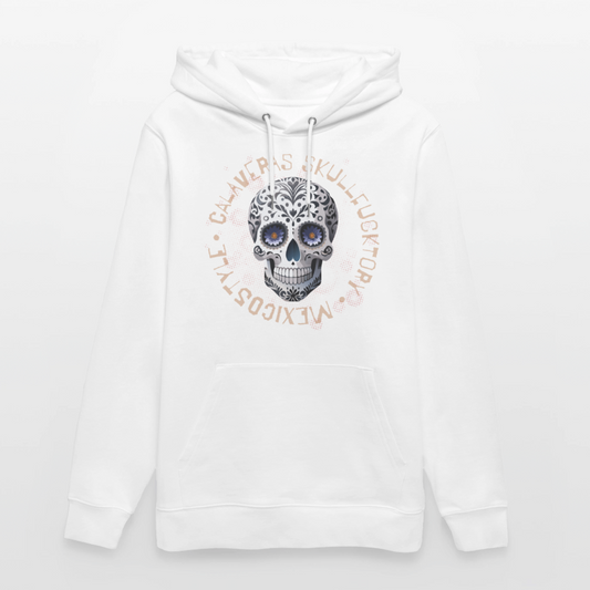 Unisex Hoodie mit CALAVERAS SKULL PRINT Vorderseite - Weiß