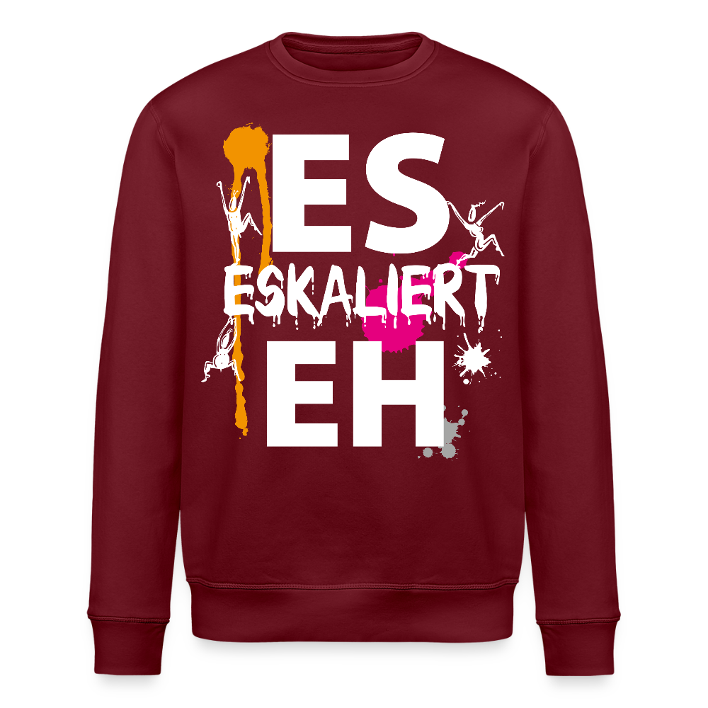 Unisex Bio-Sweatshirt mit ES ESKALIERT EH PRINT - Burgunderrot