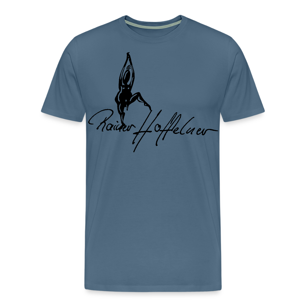 Männer Premium T-Shirt mit TUSCHEMÄNNCHEN PRINT - Blaugrau