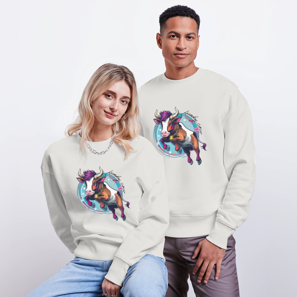 Unisex Oversize Pullover mit FUNKY COW PRINT - OFF WHITE