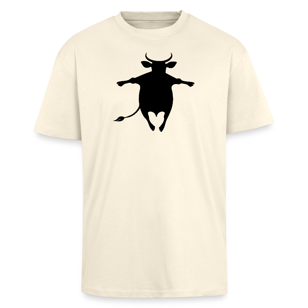 Heavy Oversize T-Shirt mit HAPPY COW PRINT - Creme