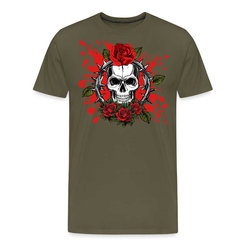 Männer Premium T-Shirt mit ROSENSKULL PRINT - Khaki