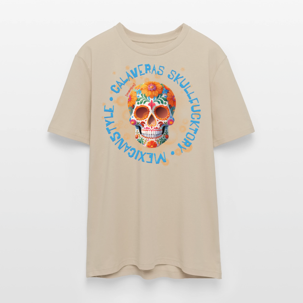Unisex Bio-T-Shirt mit CALAVERAS MEXICANSTYLE PRINT Vorderseite - Beige