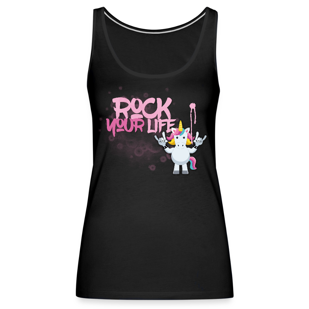 Frauen Premium Tank Top mit ROCK YOUR LIFE PRINT - Schwarz