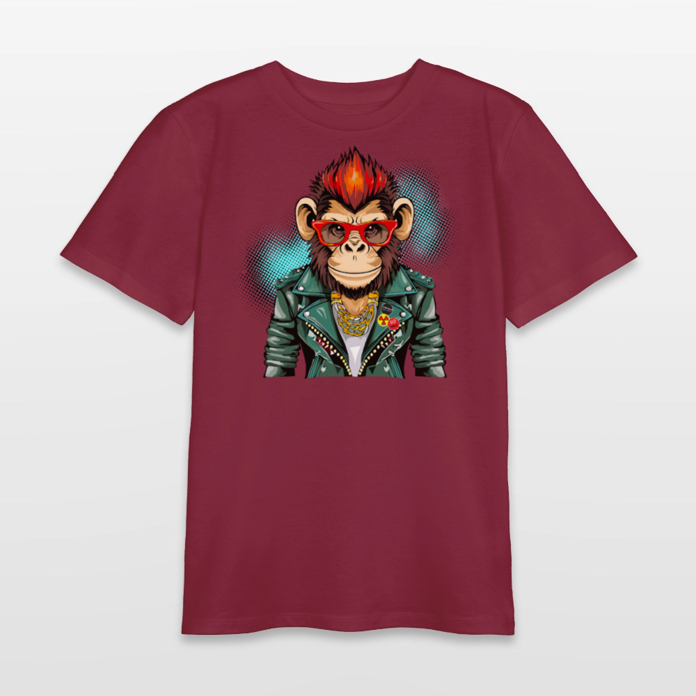 MNJS TEENS Bio T-Shirt mit MONKEY PRINT - Burgunderrot