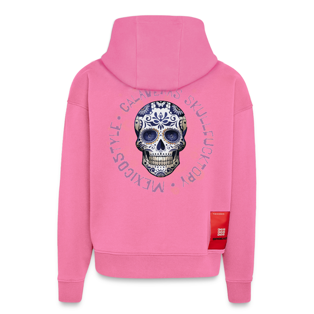 Heavyweight Oversized Organic Hoodie mit CALAVERAS SKULL PRINT - AURA PINK